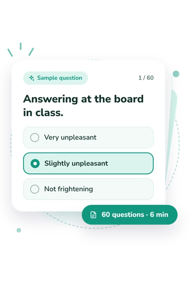 Child Anxiety Scale Test: answers to choose from Child Anxiety Scale Test: sample question card