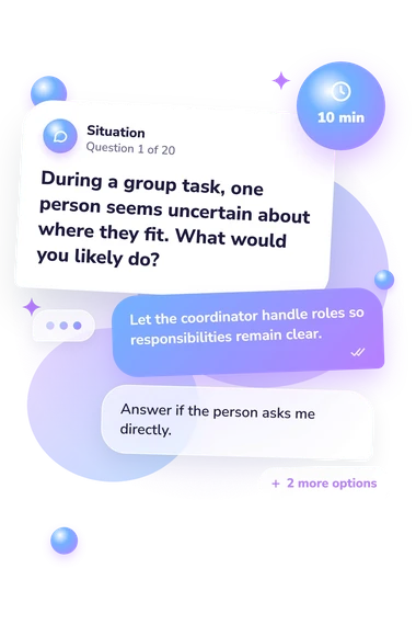 Chinese 5 Elements Personality: situation and reply bubbles