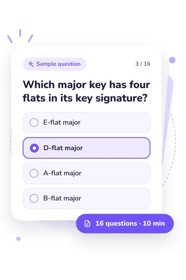 Circle of Fifths Quiz: sample question card