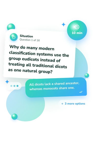 Classification of Plants Quiz: situation and reply bubbles