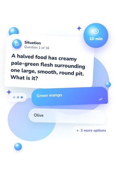 Close Up Food Quiz: situation and reply bubbles