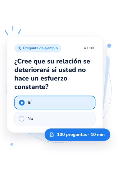 Test de nivel de codependencia: tarjeta con pregunta