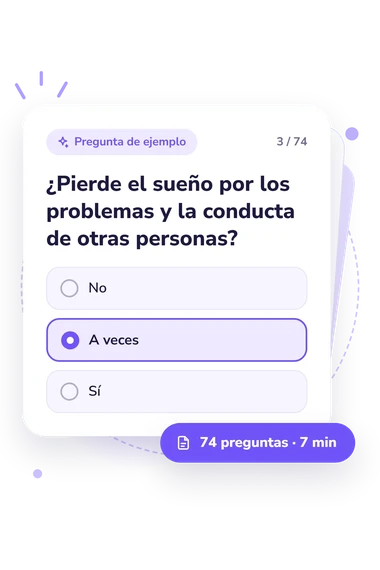 Test escala de codependencia: pregunta y respuestas Test escala de codependencia: tarjeta con pregunta