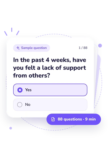 Columbia Depression Scale (DISC) Test: sample question card
