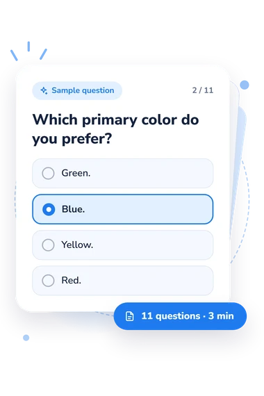Color Personality and Design: answers to choose from Color Personality and Design Style: sample question card