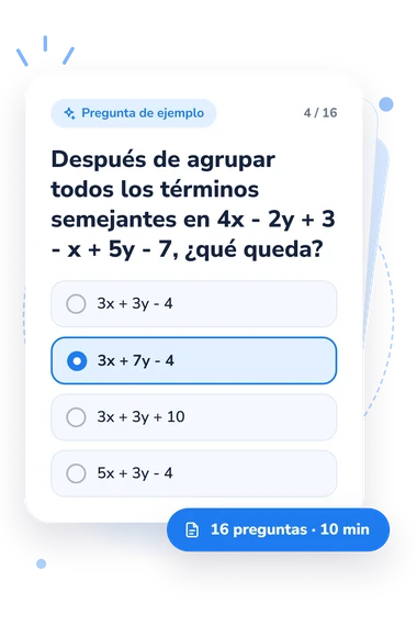 Test cuestionario sobre combinación: tarjeta con pregunta