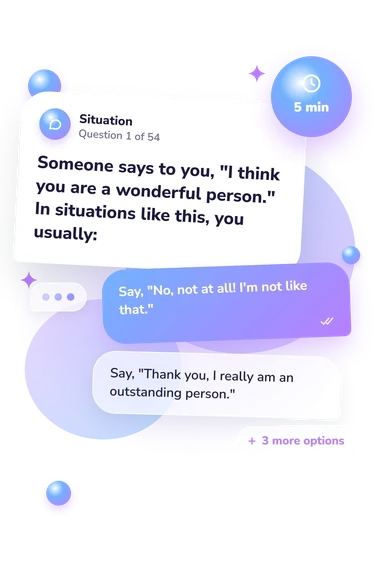 Communication Skills Questionnaire Test: what would you do Communication Skills Questionnaire Test: situation and reply bubbles