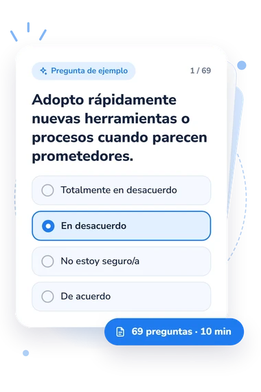 Test de personalidad brújula (valores: tarjeta con pregunta
