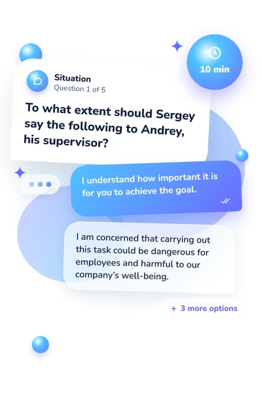 Conflict Situations Questionnaire Test: what would you do Conflict Situations Questionnaire Test: situation and reply bubbles