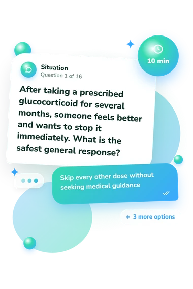 Cortisol Quiz: situation and reply bubbles