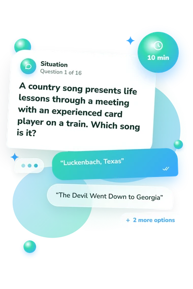 Country Music Quiz: what would you do Country Music Quiz: situation and reply bubbles