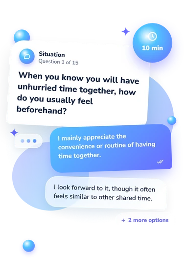 Couples Chemistry Quiz: situation and reply bubbles