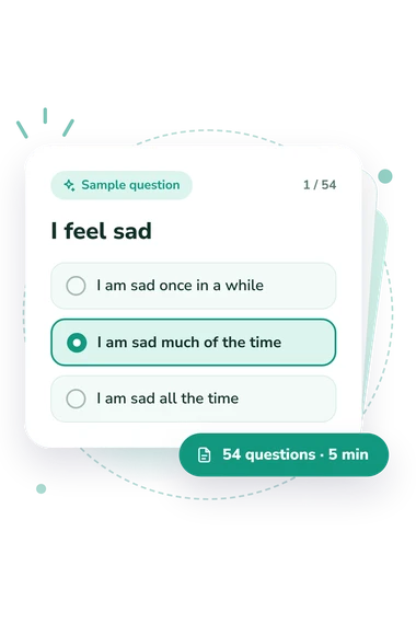 Children's Depression Inventory (CDI) Test: sample question card