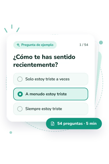 Test cuestionario de depresión infantil: pregunta y respuestas Test cuestionario de depresión infantil: tarjeta con pregunta