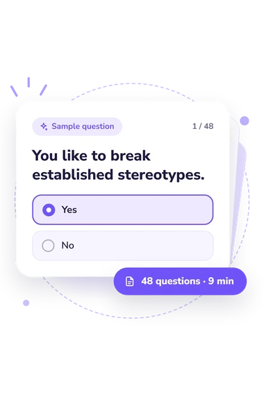 Creative Personality Ability Questionnaire Test: sample question card