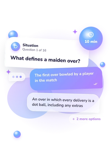 Cricket Quiz: situation and reply bubbles