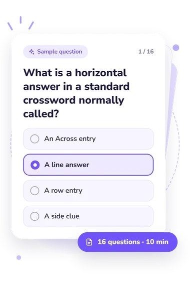Crossword Quiz: sample question card