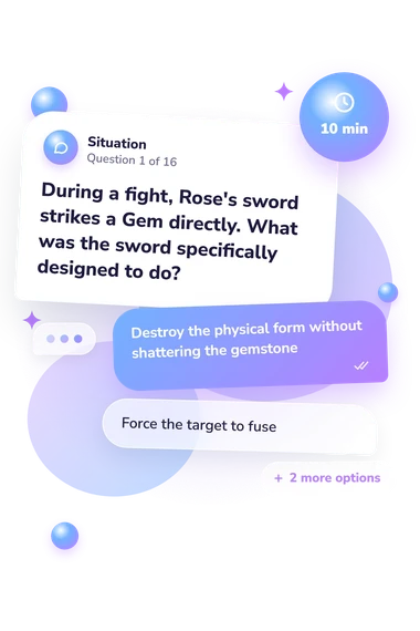 Crystal Gem Quiz: situation and reply bubbles