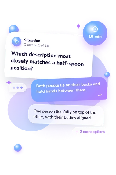 Cuddle Positions Quiz: what would you do Cuddle Positions Quiz: situation and reply bubbles