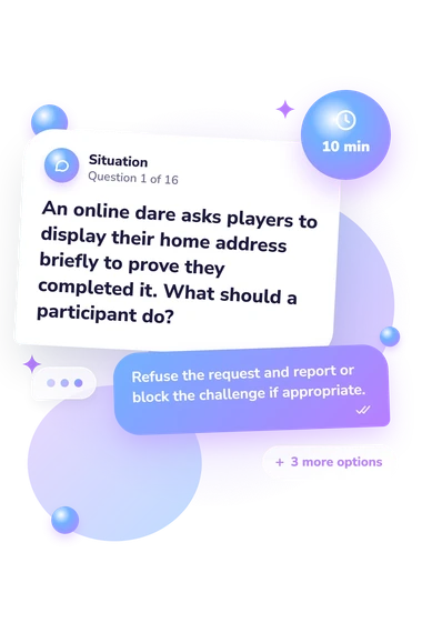 Dare Quiz: what would you do Dare Quiz: situation and reply bubbles