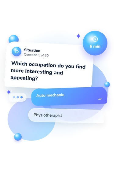 Professional Personality Type Assessment: what would you do Professional Personality Type Assessment: situation and reply bubbles