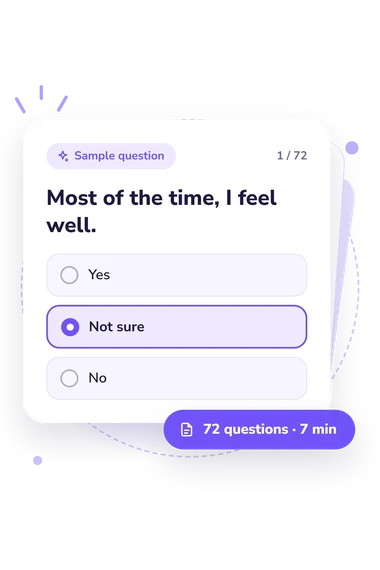 Chronic Fatigue Severity Scale Test: sample question card