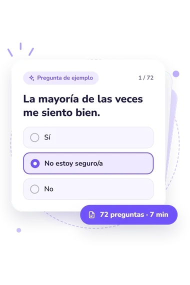 Test grado de fatiga crónica: tarjeta con pregunta