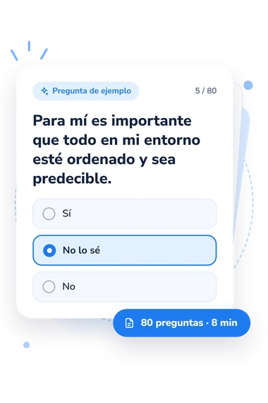 Test grado de pensamiento paradójico: pregunta y respuestas Test grado de pensamiento paradójico: tarjeta con pregunta
