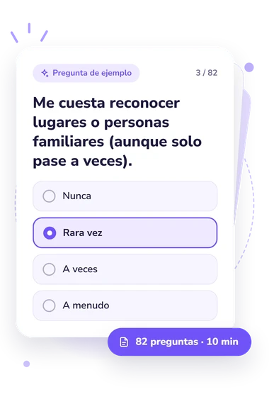 Quiz sobre señales de demencia: tarjeta con pregunta