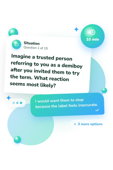 Demiboy Quiz: situation and reply bubbles
