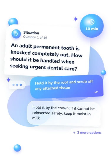 Dental Quiz: situation and reply bubbles