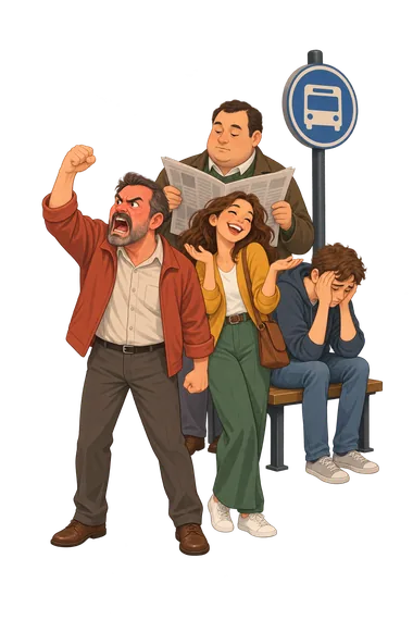 Temperament Type Assessment Test: Bus passengers reacting