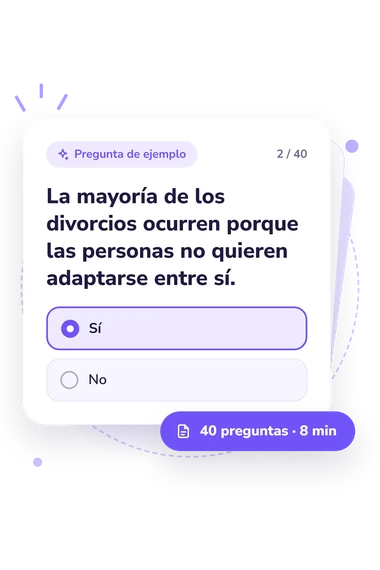Test determinación del nivel: pregunta y respuestas Test determinación del nivel: tarjeta con pregunta