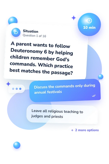 Deuteronomy Quiz: situation and reply bubbles