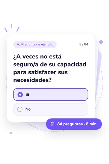 Test edades problemáticas del desarrollo: tarjeta con pregunta