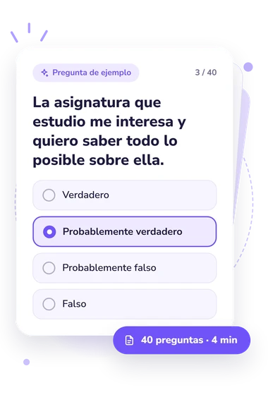 Test diagnóstico de la orientación: pregunta y respuestas Test diagnóstico de la orientación: tarjeta con pregunta
