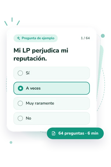 Test diagnóstico del comportamiento adictivo: pregunta y respuestas Test diagnóstico del comportamiento adictivo: tarjeta con pregunta