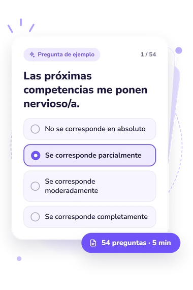 Test diagnóstico de la ansiedad: pregunta y respuestas Test diagnóstico de la ansiedad: tarjeta con pregunta