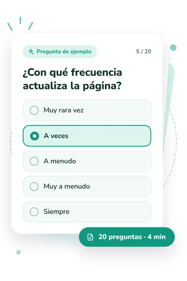 Test diagnóstico de la dependencia: pregunta y respuestas Test diagnóstico de la dependencia: tarjeta con pregunta