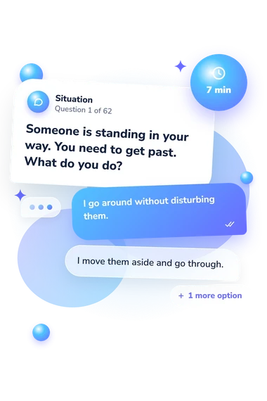 Interactive Orientation of Personality: situation and reply bubbles