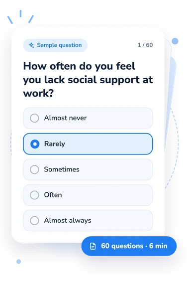 Resources and Professional Burnout: answers to choose from Resources and Professional Burnout Assessment: sample question card