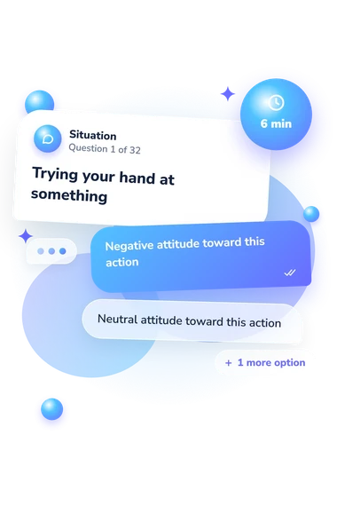 Self-Development Tendency Assessment Test: what would you do Self-Development Tendency Assessment Test: situation and reply bubbles
