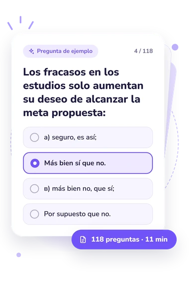 Test diagnóstico del comportamiento tipo: pregunta y respuestas Test diagnóstico del comportamiento tipo: tarjeta con pregunta