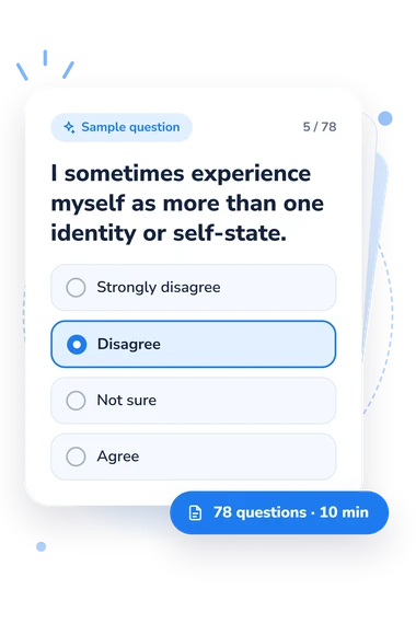 DID Test: sample question card