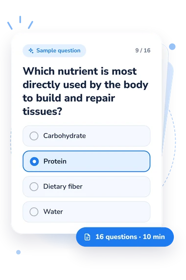Diet Quiz: answers to choose from Diet Quiz: sample question card