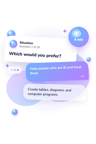 Differential Diagnostic Questionnaire Test: situation and reply bubbles