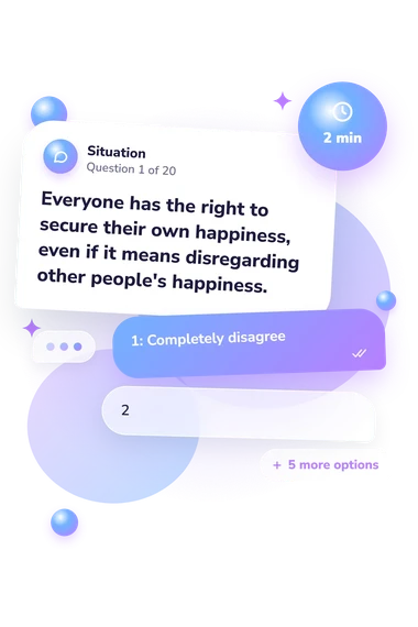 Dispositional Egoism Scale Test: situation and reply bubbles