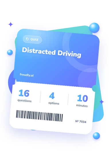 Distracted Driving Quiz: test ticket with numbers