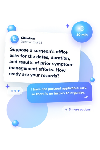 Do I Qualify: situation and reply bubbles