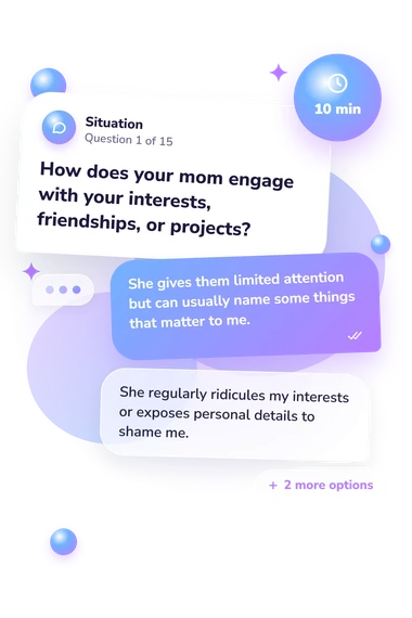 Does My Mom Love: situation and reply bubbles